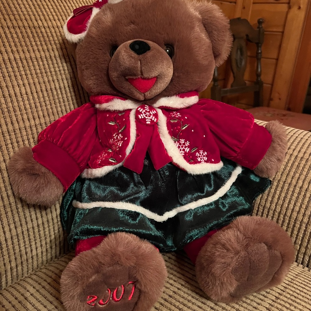 DanDee Collector’s Choice Snowflake Holiday Teddy Bear with Red and Green Outfit